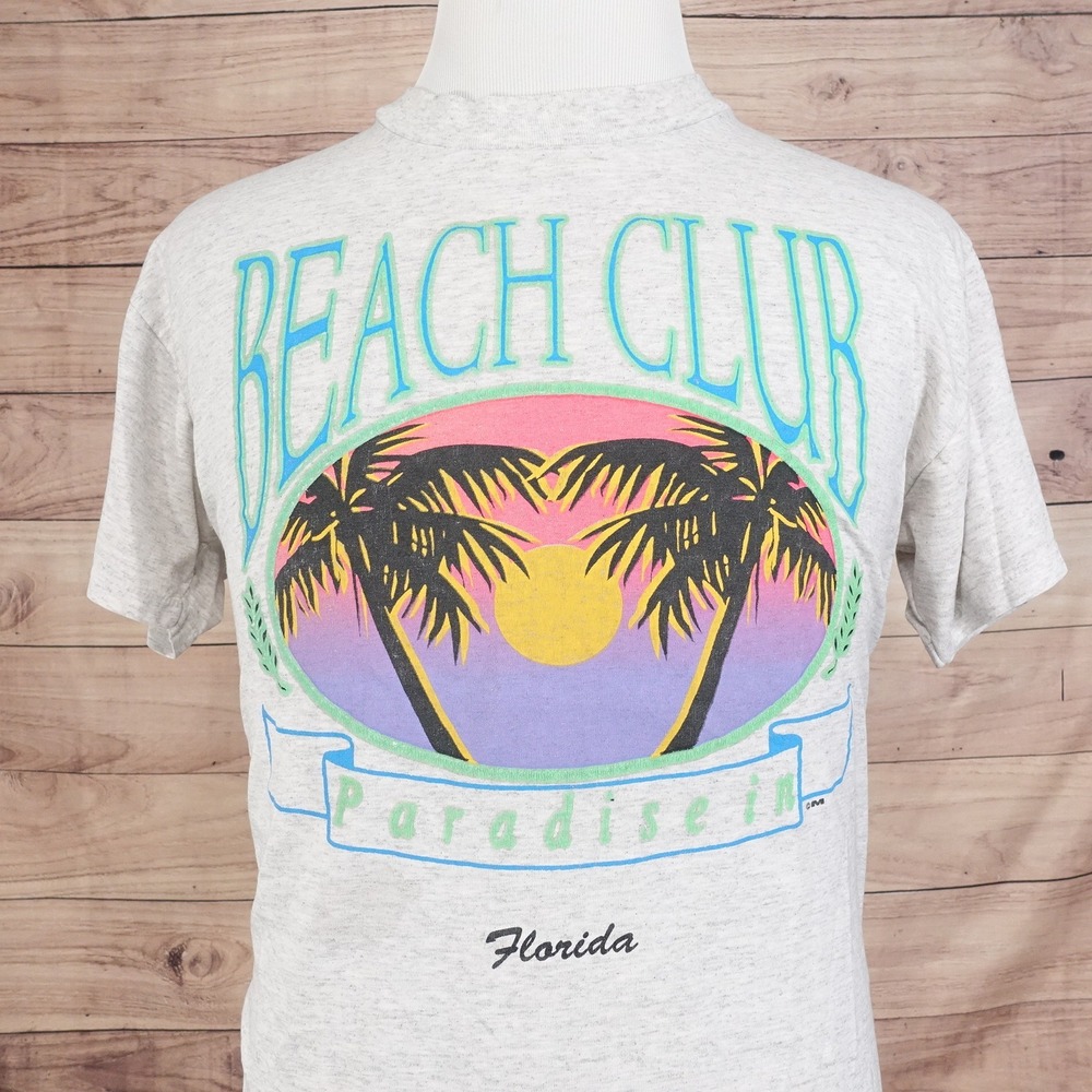 VINTAGE BEACH CLUB PARADISE IN FLORIDA TRAVEL USA SINGLE STITCH TSHIRT SIZE XL